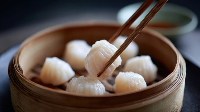 Chopsticks with Delicate Shrimp Har Gow Dim Sum