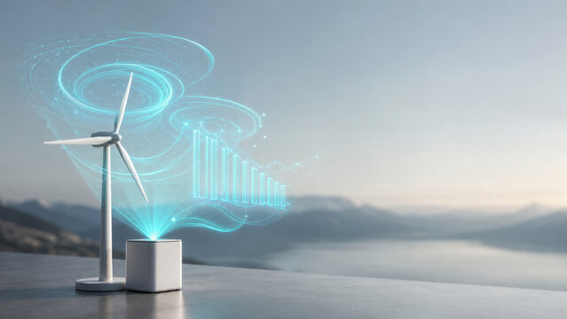 Tabletop Wind Turbine and Battery with Holographic Microgrid Dashboard