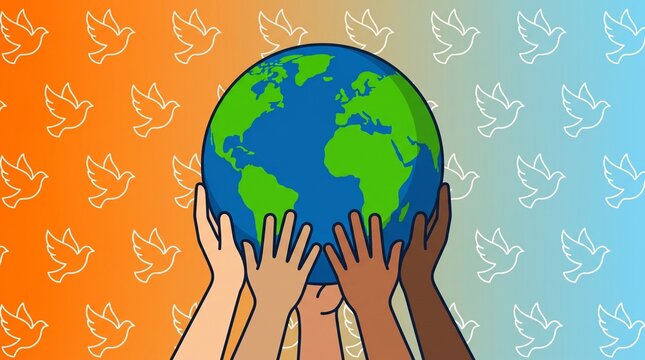 Hands protecting a green earth globe