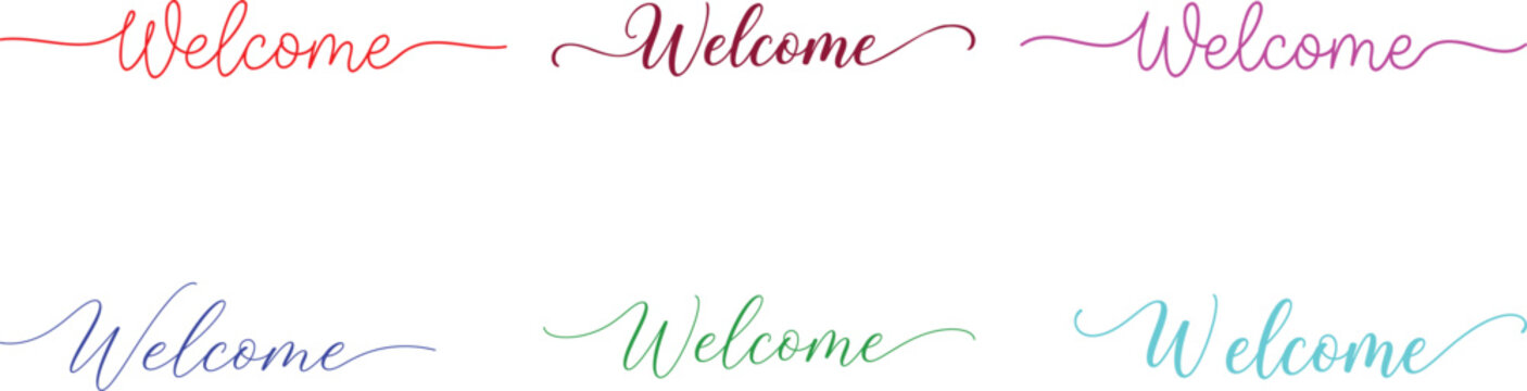 Colorful welcome script typography collection