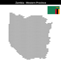 Fototapeta premium Map of Zambia region Western-Province in medium size dots