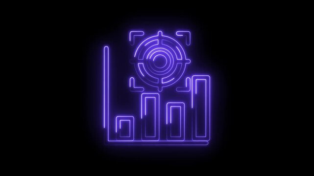Neon purple target graph analytics success goal achievement data visualization abstract... icon