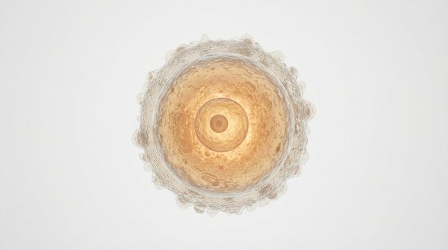 A detailed view of a human egg cell, focusing on its structure and the process of fertilization for reproductive health.