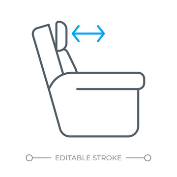 Ergonomic furniture feature two color line icon. Neck support adjustment. Smart seating comfort bicolor outline symbol. Duotone linear pictogram. Isolated illustration. Editable stroke