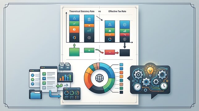 Business infographic comparing statutory and effective tax rates
