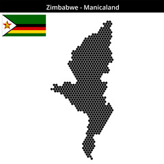 Obraz premium Map of Zimbabwe region Manicaland in small hexagonal dots