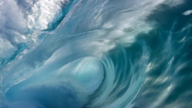 waves crashing and flowing in the ocean from an aerial view with dynamic natural beauty and vibrant blue and white colors, nature and oceanography travel content.