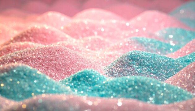 Sparkling pink and blue glitter sand background with bokeh light effect