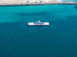 Naklejka premium aerial view of parts of Entrance Channel in Newport Beach with 