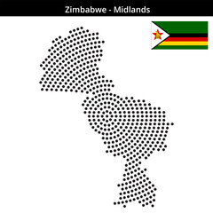 Obraz premium Map of Zimbabwe region Midlands in concentric medium dots