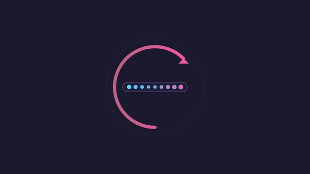 Circular loading spinner animation with progress dots and rotating arrow for ui 4k