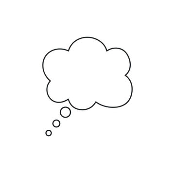 Simple black and white thought bubble icon isolated on transparent background