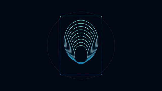 Digital biometric fingerprint scanner animation with glowing neon ui interface 4k security authentication
