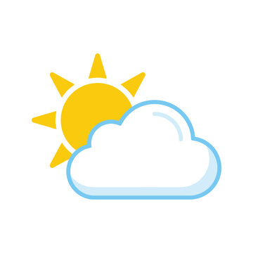Sunny day with fluffy cloud icon.