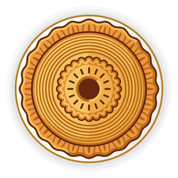 Top view of a freshly baked golden crust pie.