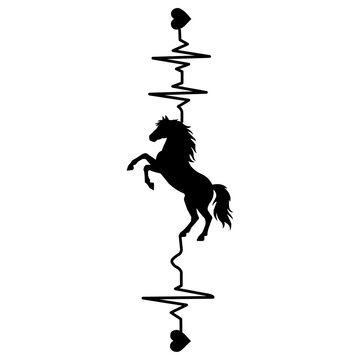 Horse Heartbeat ECG Line Silhouette Vector Love Design. Resizable and editable, EPS 10.