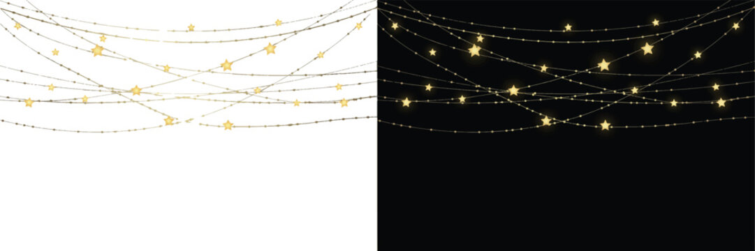 Sparkling golden light string bulbs decorative festive illumination set with decoration celebration background lighting abstract christmas ornament