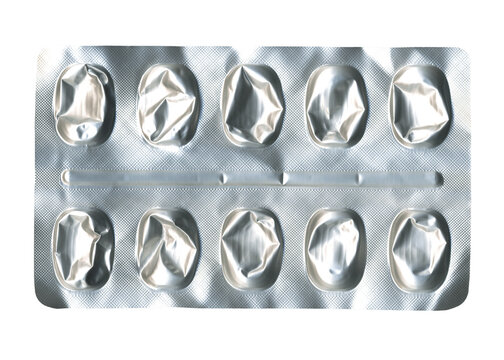 Empty used blister pack for pills isolated. 