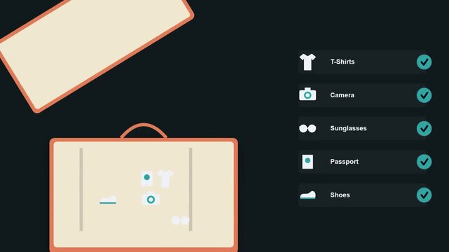 Packing list concept with suitcase and travel items checklist
