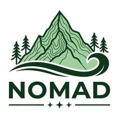 Obraz premium Nomad logo with mountain wave and trees