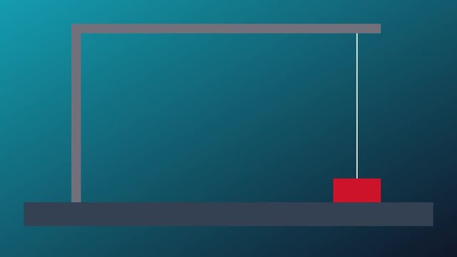 Minimalist red pendulum swinging motion loop on gradient animation 4k background, physics