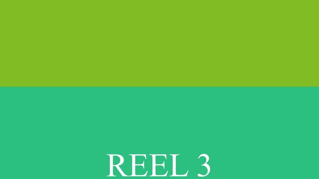 Minimalist reel 2 and reel 3 text overlay on dynamic color block backgrounds for editing and production animation 4k