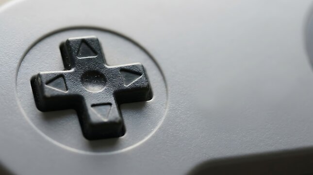 Close up of a retro video game controller directional pad