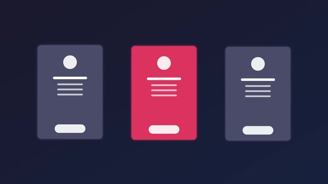 Minimalist ui pricing plan cards with interactive hover effect and selection animation 4k