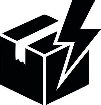 Express package icon with lightning bolt for urgent shipping, fast delivery and rapid dispatch