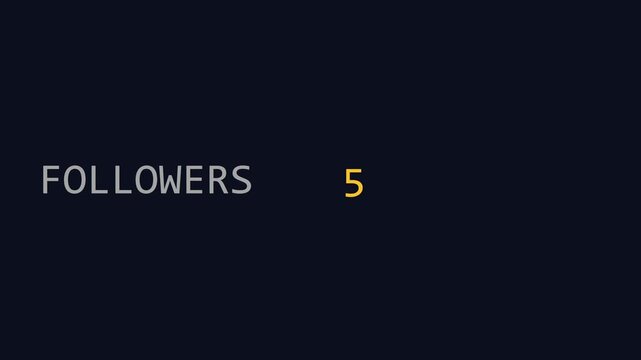 Social media followers counter increasing numbers animation on dark 4k background, growth digital