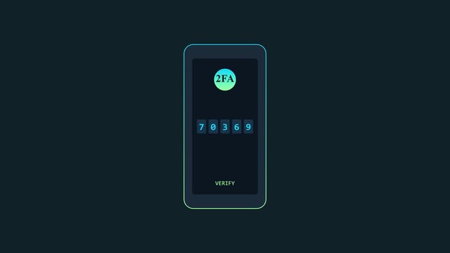 2 fa two-factor authentication mobile app screen with verification code security concept animation 4k