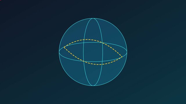 Abstract 3 d sphere wireframe animation with rotating geometric lines for technology and science backgrounds 4k