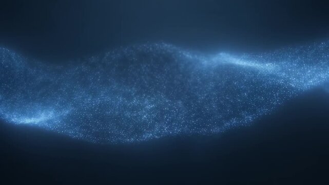 Stunning 3D Abstract Background Featuring A Glowing Blue Particle Swirl. Ideal For Concepts Of Data Flow, Quantum Computing, Energy Motion, Dynamic Neural Networks, And Futuristic Technology Themes.