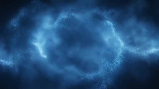 Stunning 3D Abstract Background Featuring A Glowing Blue Particle Swirl. Ideal For Concepts Of Data Flow, Quantum Computing, Energy Motion, Dynamic Neural Networks, And Futuristic Technology Themes.