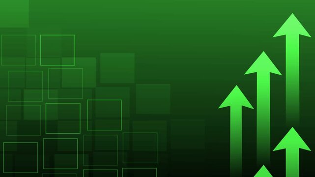 Abstract background with rising arrows and square patterns, symbolizing growth progress success and business increase animation