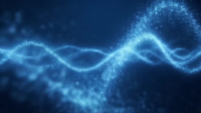 Stunning 3D Abstract Background Featuring A Glowing Blue Particle Swirl. Ideal For Concepts Of Data Flow, Quantum Computing, Energy Motion, Dynamic Neural Networks, And Futuristic Technology Themes.