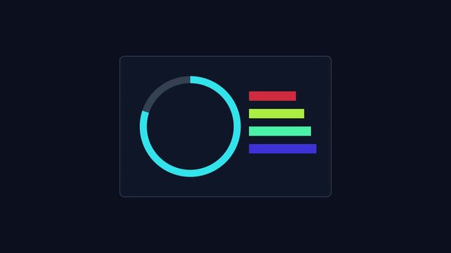 Animated circular progress bar and bar chart infographic for data visualization and business analytics dashboard interface animation 4k
