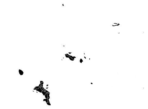 A contour map of Seychelles with district borders. Seychellois administrative silhouette