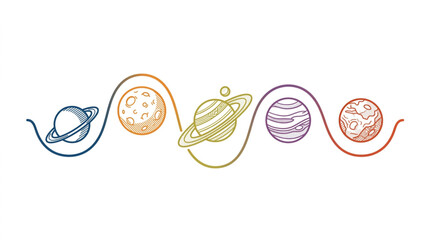 Colorful hand drawn planets and space elements illustration. © jamil
