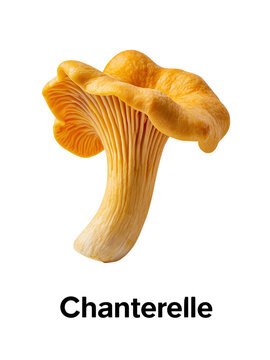 Yellow Chanterelle mushroom close up isolated on transparent background PNG element