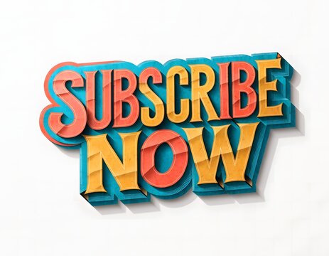 Vibrant subscribe now 3d text art.