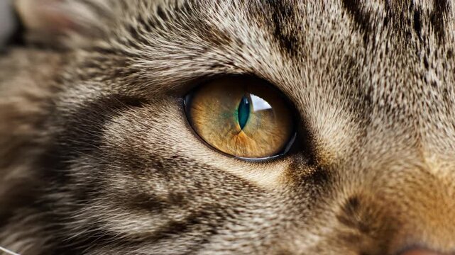 Extreme close up of cat eye with sharp detail and natural texture