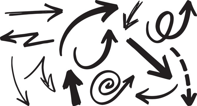 Black and white of arrows in circular motion