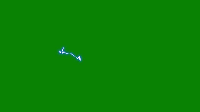 Electric lightning, bolt strikes, lightning storm, blue light force effect cartoon lightning spark flash explosion.on green screen alpha background,4k thunder light