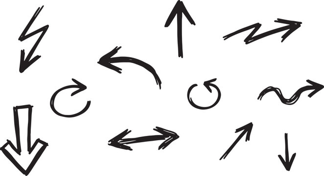 Black hand-drawn arrows on white background