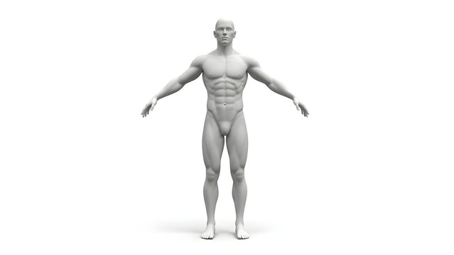 Detailed 3D Anatomical Human Male Model in T-Pose for Medical Science Research and Athletic Body Proportions Analysis