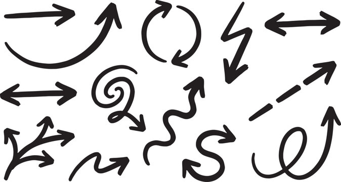 Black line of abstract swirls and arrows in circular motion white