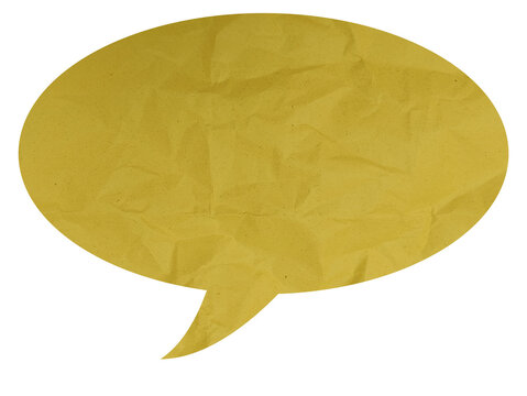 Yellow Crumpled Paper Speech Bubble, Comic Chat Balloon PNG Transparent Background