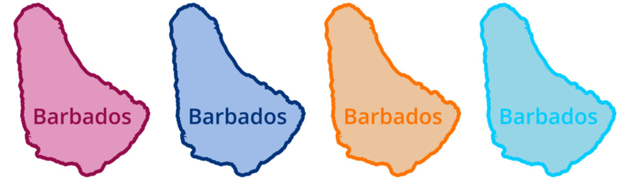 Barbados map label collection with colorful flat design vector illustration