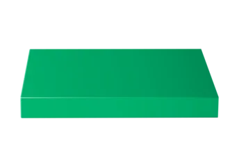 Green 3D rectangular flat shelf, platform or podium with shadow isolated on transparent background © swillklitch